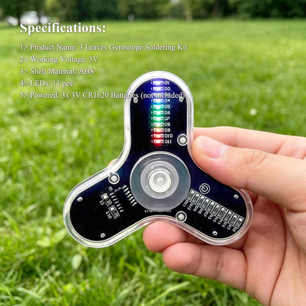 Soldering Practice Kit 3 Leaves Fidget Spinner Soldering Project Electronics Kit LED Flashing Light DIY Electronic