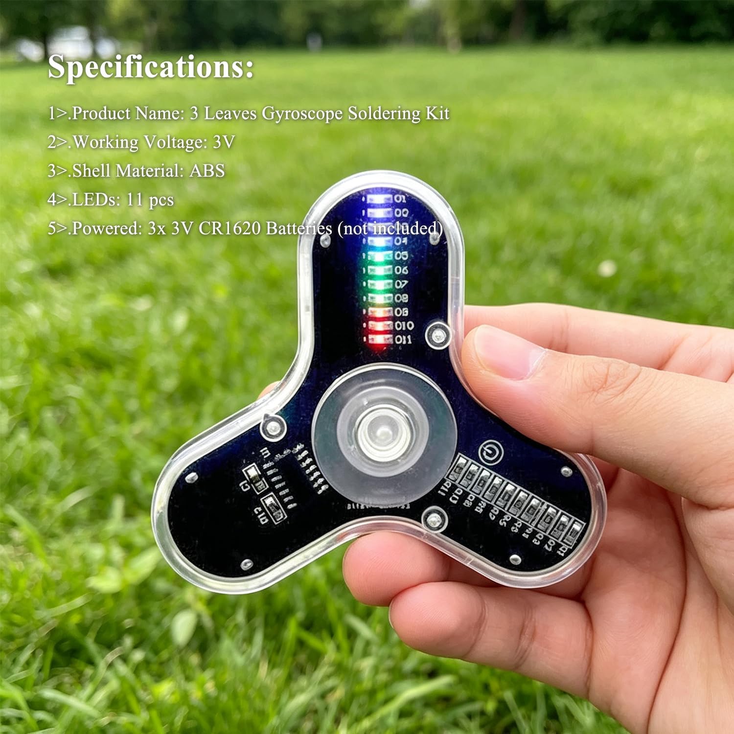 Soldering Practice Kit 3 Leaves Fidget Spinner Soldering Project Electronics Kit LED Flashing Light DIY Electronic