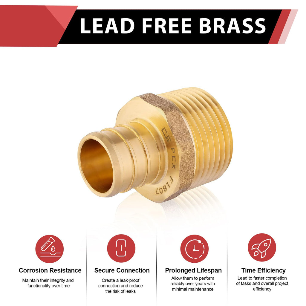 2-PACK EFIELD Pex Crimp Fitting,3/4" x 3/4"NPT Male Adapter(PEX1807021-2)