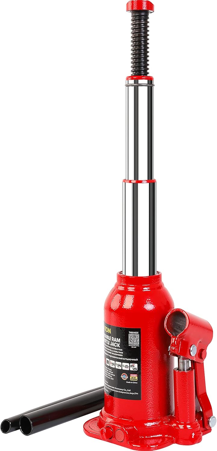 4 Ton (8,000 LBs) Torin Double Ram Welded Bottle Jack for Car Auto Repair and House Lift, ATH80402XR