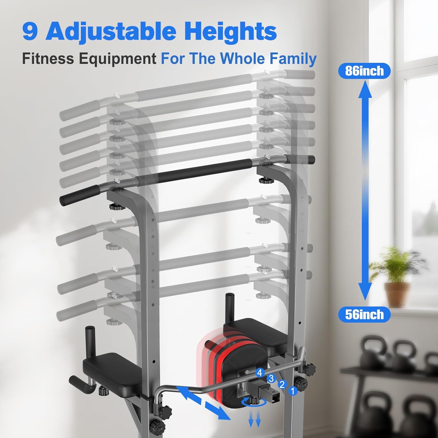 Power Tower Pull Up Bar Station Workout Dip Station for Home Gym Strength Training Fitness Equipment