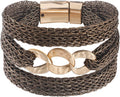 Gold Bracelet for Women Multi Chain Mesh Bracelet Wisted Orb Circle Disc Mesh Wrap bracelet for Women Statement Jewelry