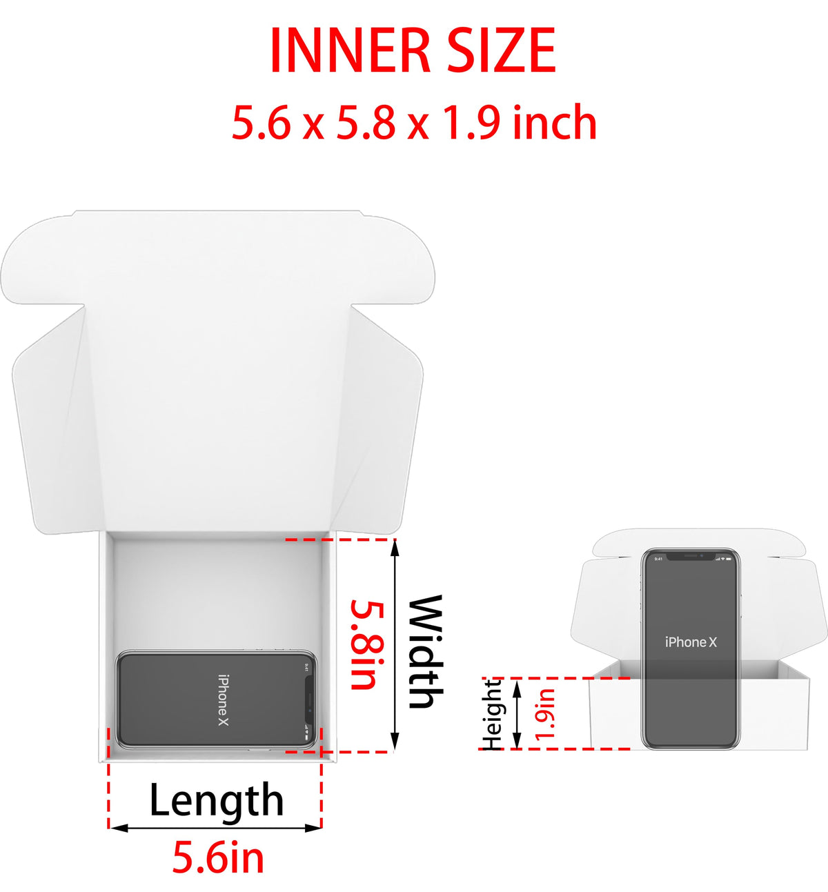 6x6x2 Shipping Boxes Set of 25, Black Mailer Corrugated Cardboard Box