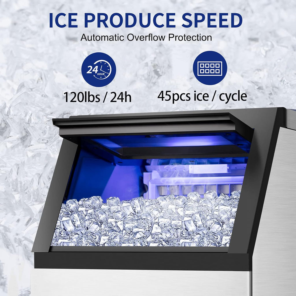 Commercial Ice Maker Machine 120Lbs/24H with 35Lbs Capacity