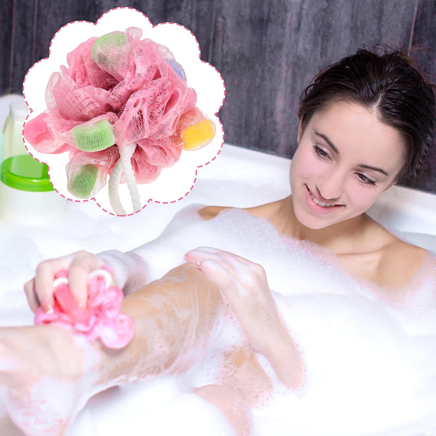 4 Pieces Kids Loofah Ice Cream Cone Bath Sponge Kids Bath Shower Sponge Body Scrubber Exfoliating Loofah for Spa Shower