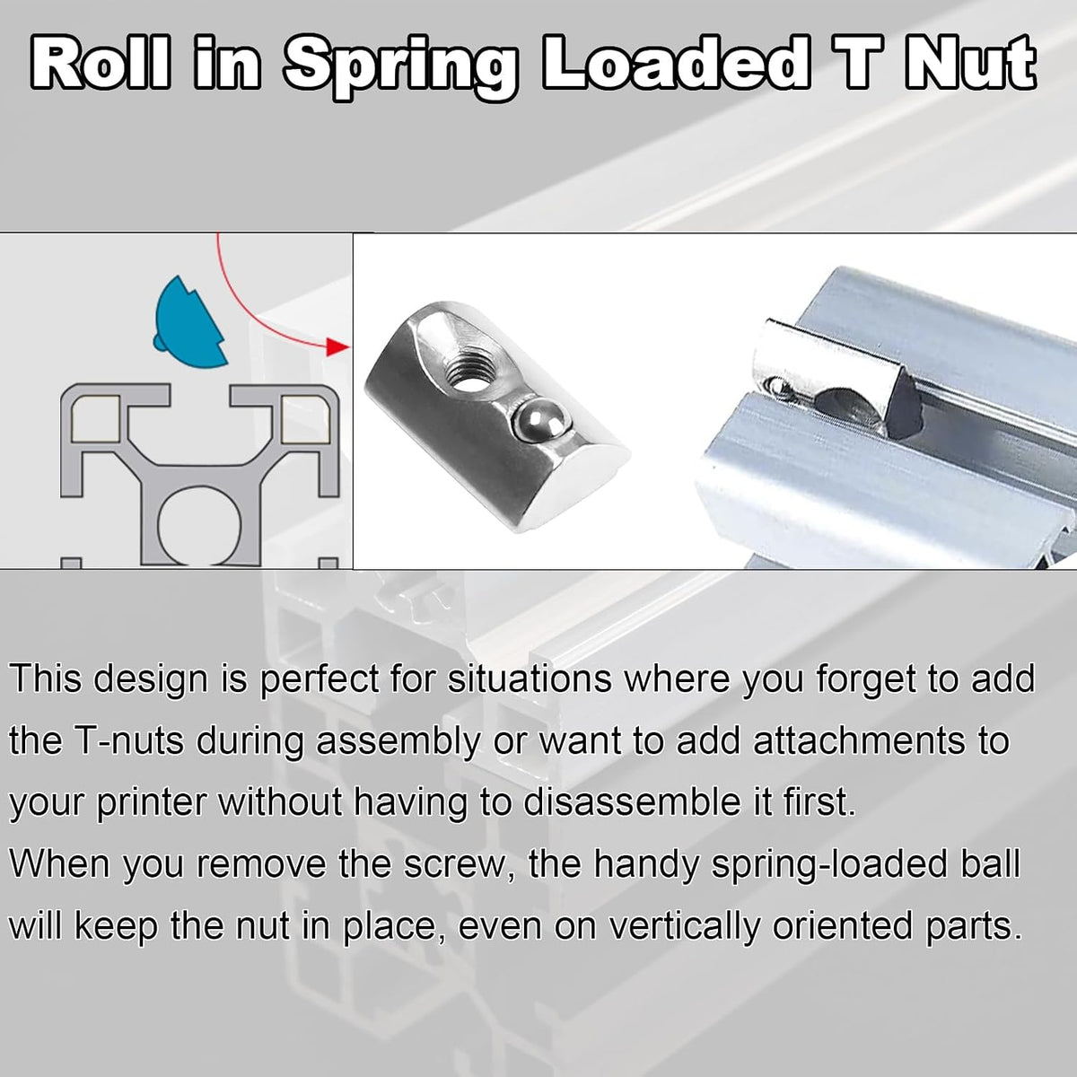 M3 Roll in Spring Loaded T Nut 3D Printer Replacement Tiny Nuts