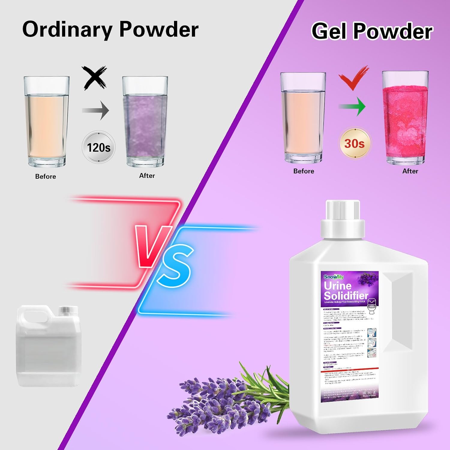 Pee Powder for Camping Toilet Gel,Urine Solidifier Powder Super Absorbent Portable Camping Toilet Deodorizer Liquid