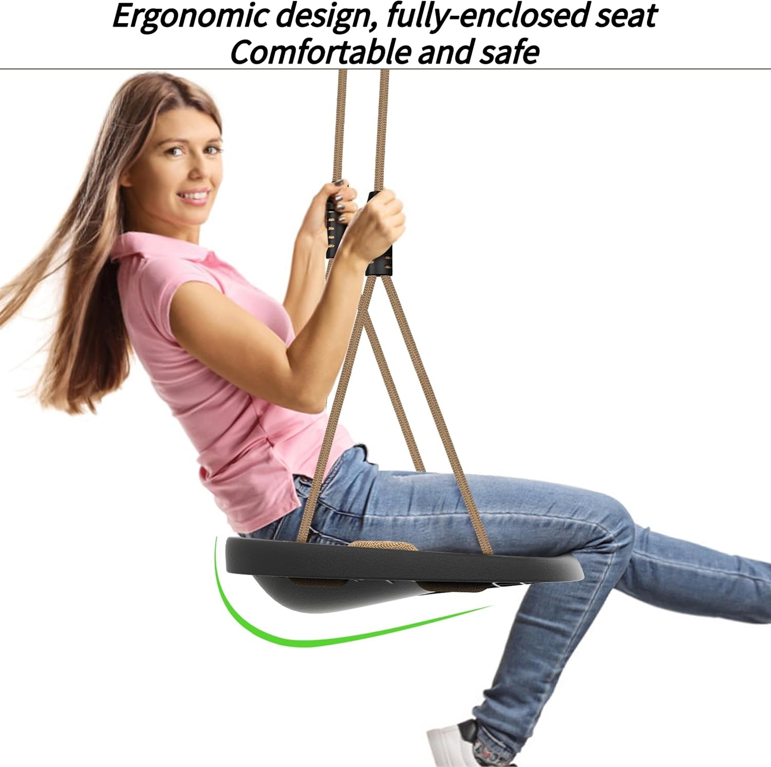 Toddler Swing Set Accessories High Back Full Bucket Swing Seats w/Adjustable Rope
