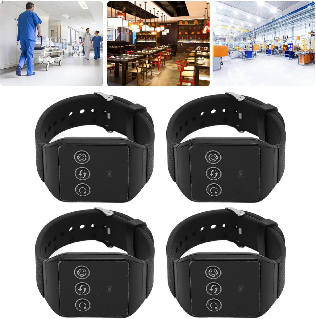 Wireless Call System with 4 Watch Receivers, Removable Rechargeable Battery