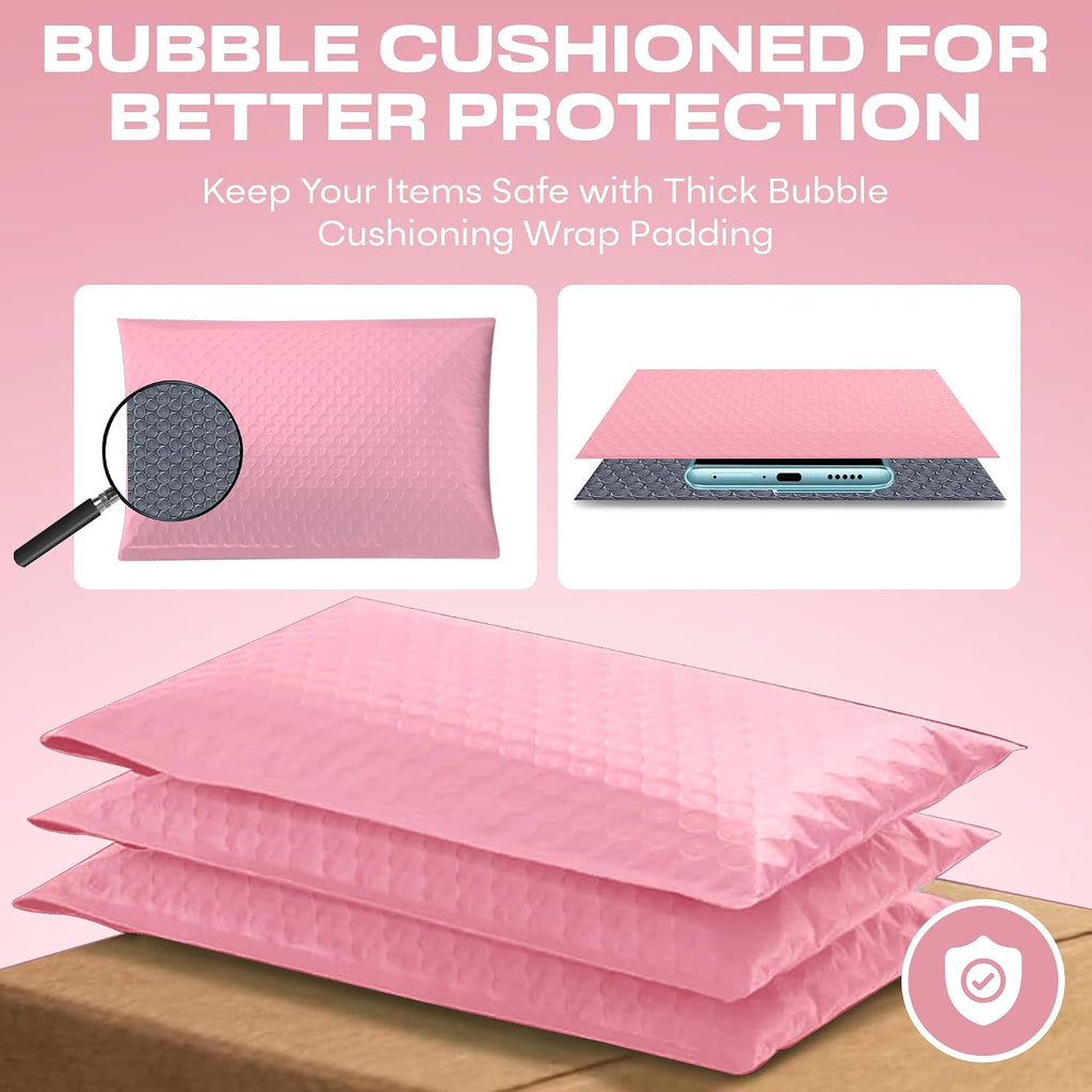 Light Pink Bubble Mailers 12.5x19 Poly Padded Envelopes #6, 50 Pack