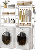 Over The Washer Dryer Storage Shelf: Bamboo 5 Tiers (White)