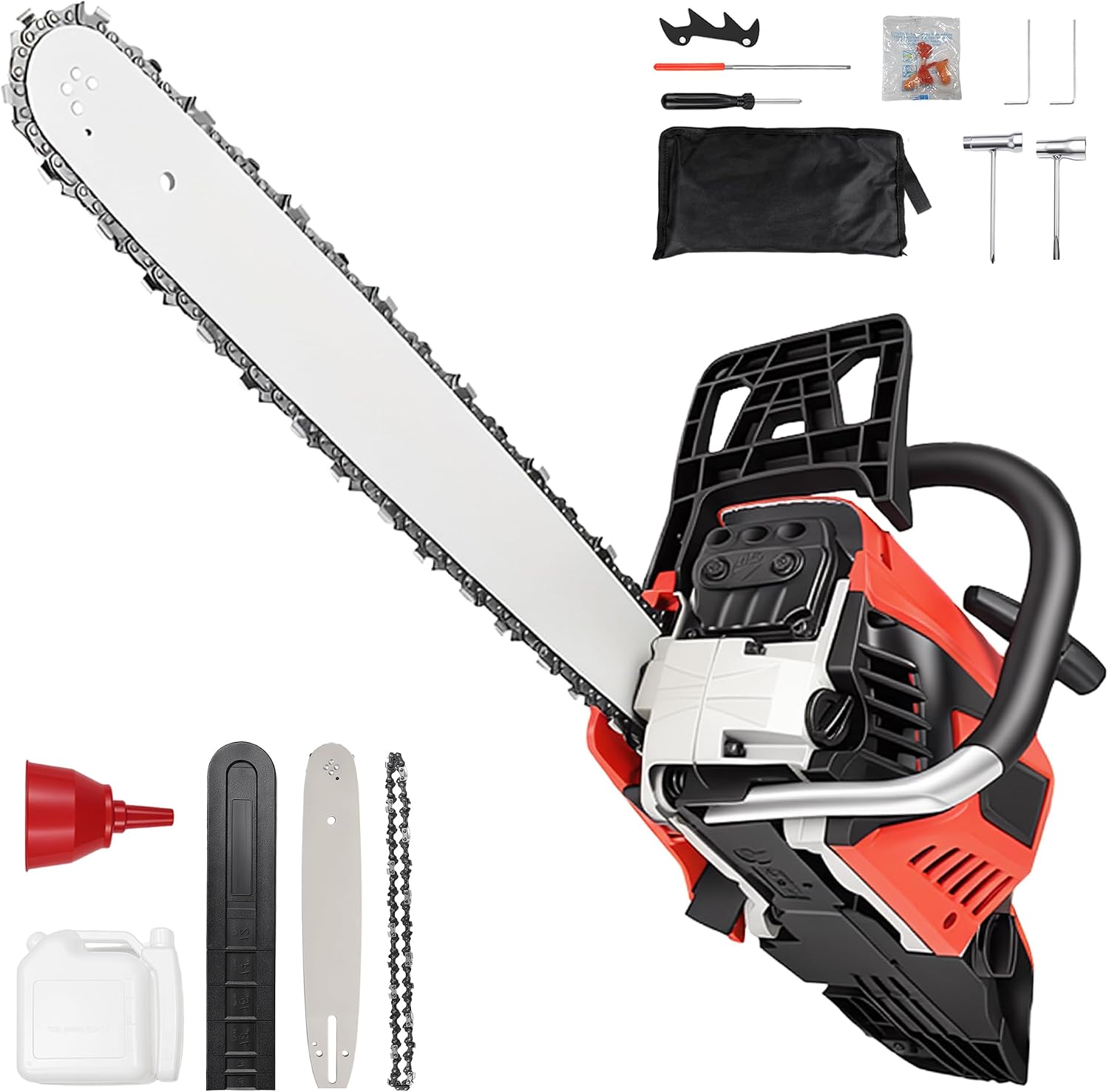 62CC 2-Stroke 20 Inch Top Handle Gas Chainsaw, Top Handle Gas Powered Chainsaw Petrol Handheld Cordless Chain Saw for
