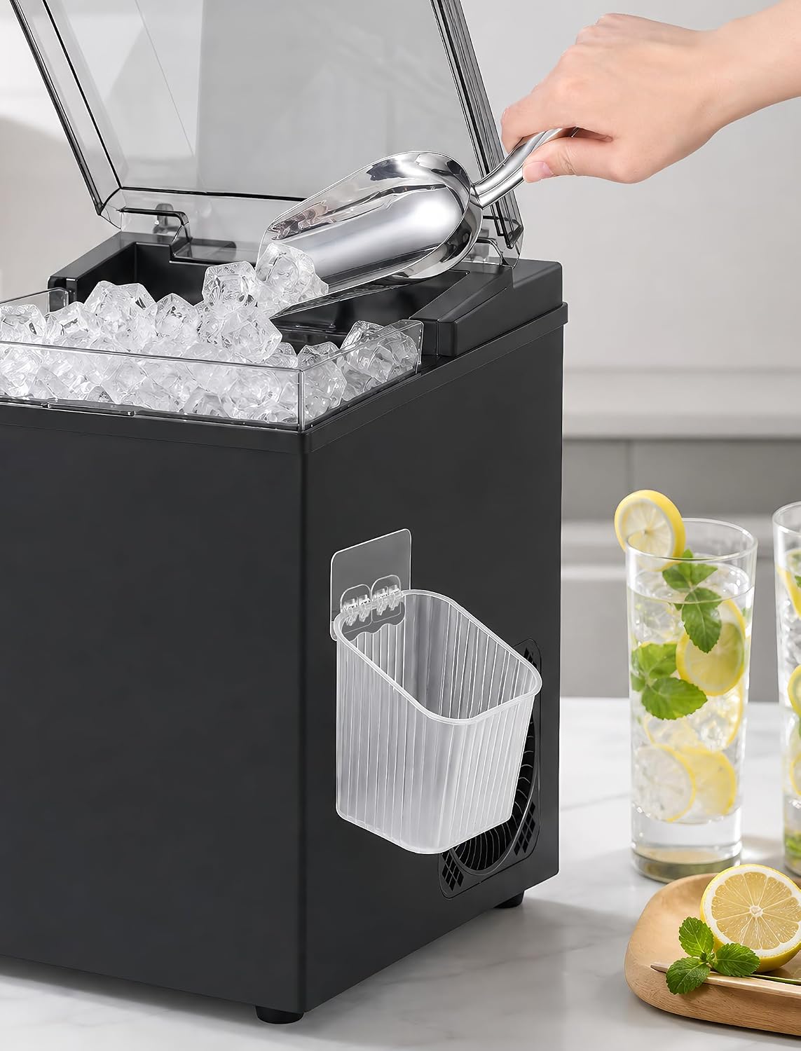 6oz Stainless Steel Ice Scoop for Freezer with Draining Holder