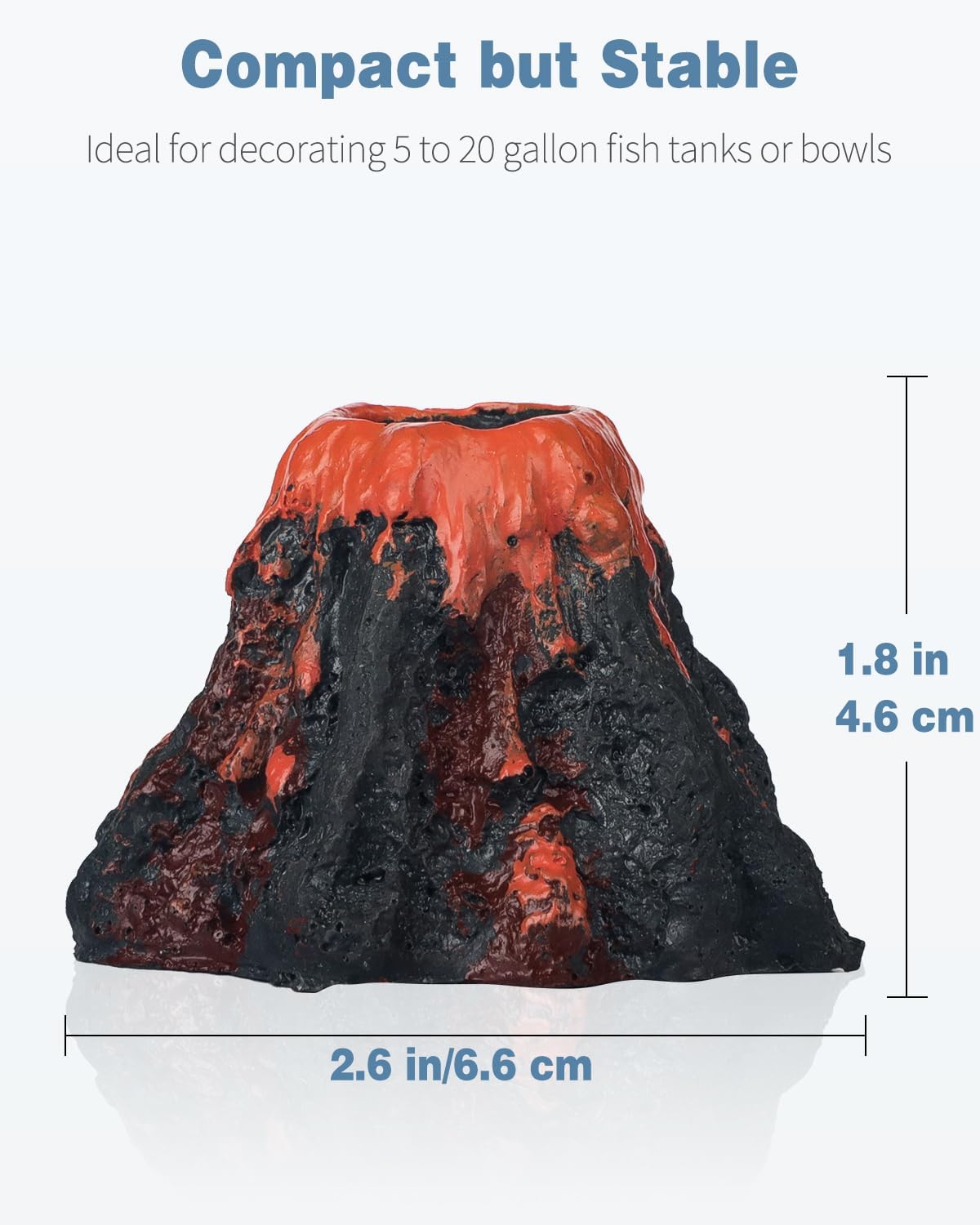 Aquarium Volcano Ornament Kit Fish Tank Decoration Mini Resin Volcanic Decor for Fish Tank with Air Stone Bubbler