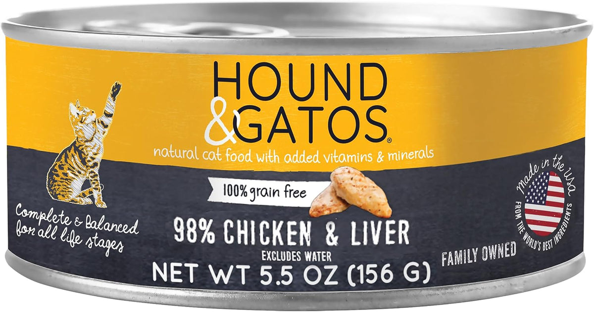 Chicken Wet Cat Food, Single Protein, 98% Real Meat Formula, Grain Free Limited Ingredient Cat Food, 5.5 oz Cans