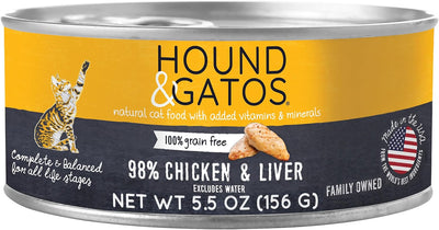 Chicken Wet Cat Food, Single Protein, 98% Real Meat Formula, Grain Free Limited Ingredient Cat Food, 5.5 oz Cans