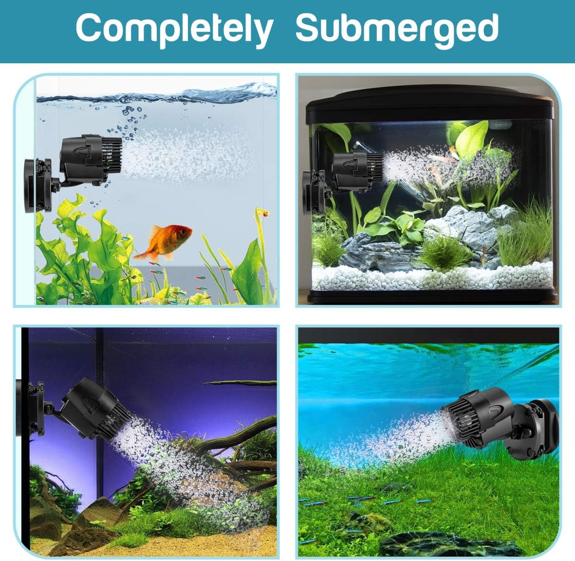 Wave Maker, 530GPH Aquarium Circulation Pump | 360 Degree Rotatable Submersible Powerhead with Magnet Suction Base