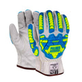 PS360 Cut Resistant Work Gloves ANSI A7, Impact Resistant Goatskin Leather, Hi-Vis TPR, Small