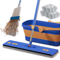 16.5" Self Wringing Flat Mop and Collapsible Bucket Set