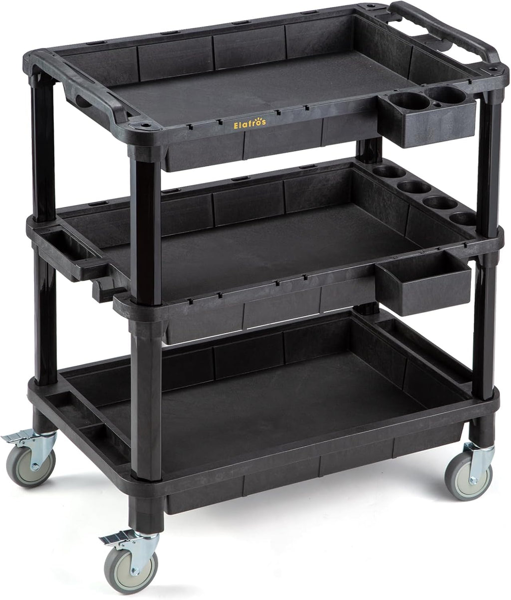3-Shelf Heavy Duty Rolling Utility Cart, 32.4 x 18.3 in