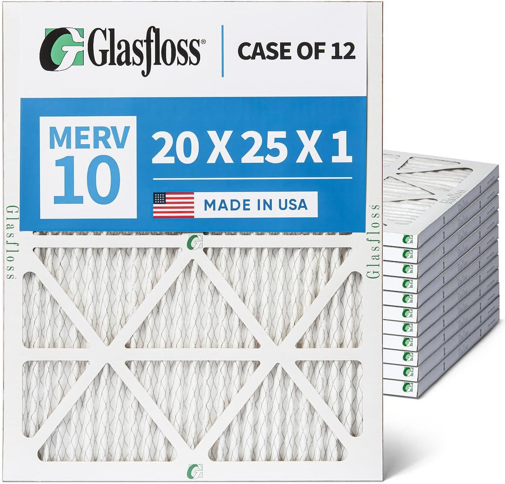 20x25x1 MERV 10 AC Furnace Air Filter. 12 Pack | Rating: MERV 10, MPR 800, FPR 7, Durable Heavy-Duty Frame