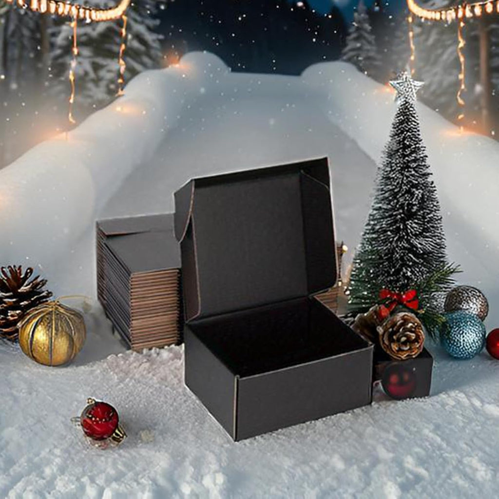 8x6x4 Black Shipping Boxes for Small Business, Packing, 25 Pack