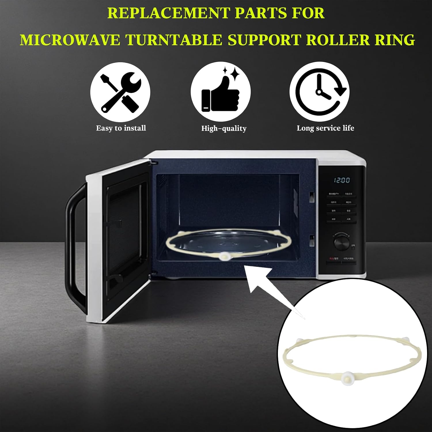 Microwave Turntable Support Roller Ring, Compatible with Samsung/GE/Frigidaire/Whirlpool/Maytag/Kenmore, Replaces