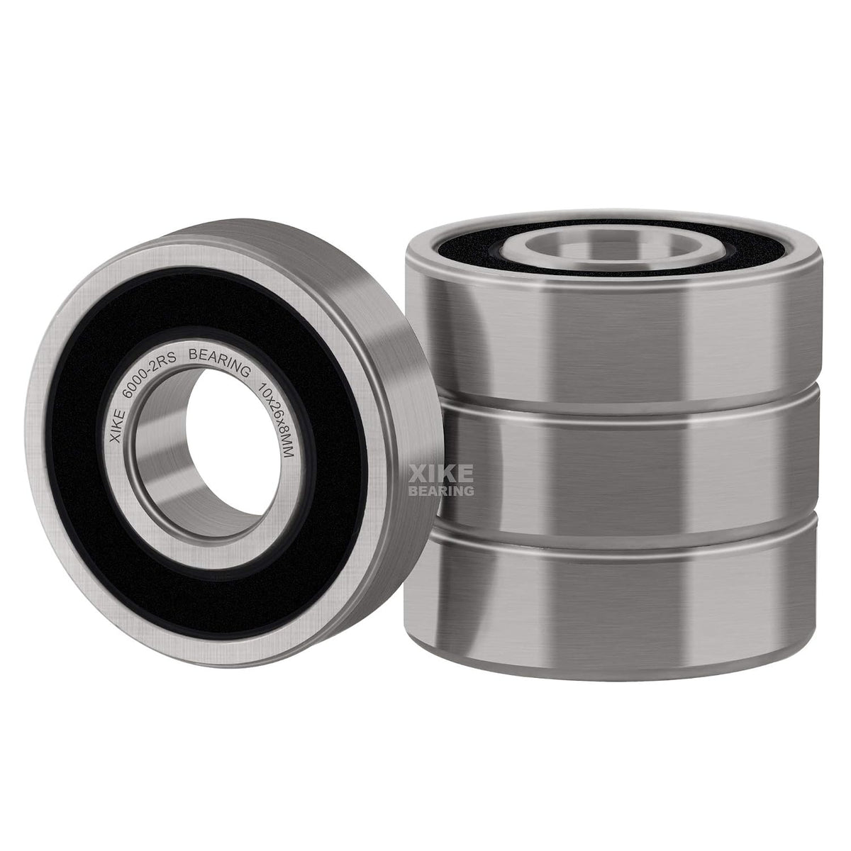 XIKE 6000-2RS Sealed Deep Groove Ball Bearings, 10x26x8 mm, 4-Pack