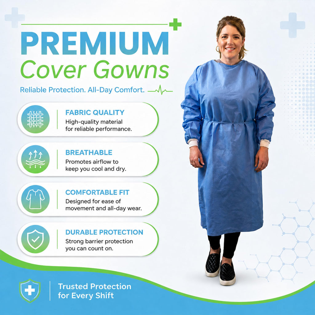 Disposable Isolation Gowns 100-Pack, Level 2, Blue
