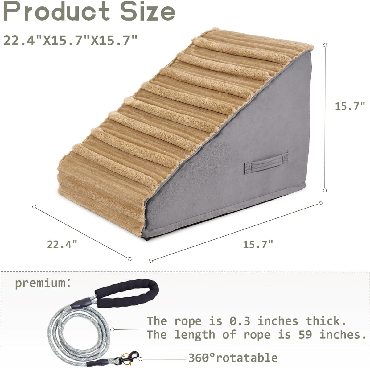 Dog Stairs for Small Dogs, 3-Step Pet Stairs with Non-Slip Bottom,Indoor Pet Steps for Cats,Comfort, Durable Washable