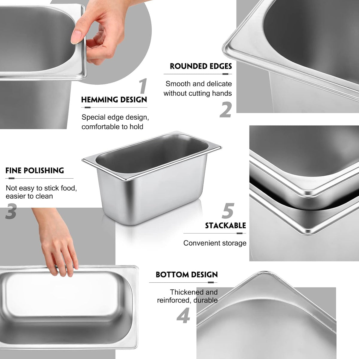 10 Pack Stainless Steel Steam Table Pans