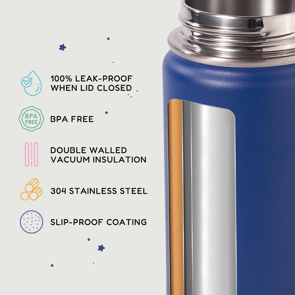 12oz Kids Water Bottle for School, Toddler Water Bottles with Straws, Insulated Water Bottles for Boys&Girls