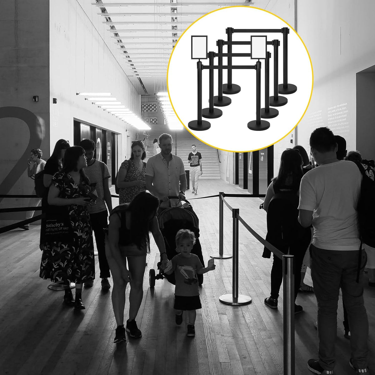 8 Pcs Crowd Control Stanchions 8.2ft Red Retractable Belt