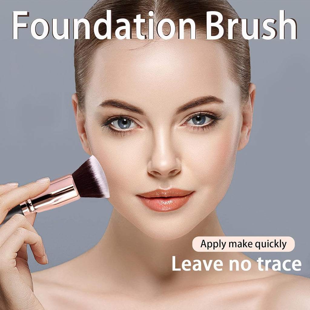 Foundation Brush For Liquid Makeup :Angled & Flat Top Kabuki Brush Synthetic Professional Makeup Brush For