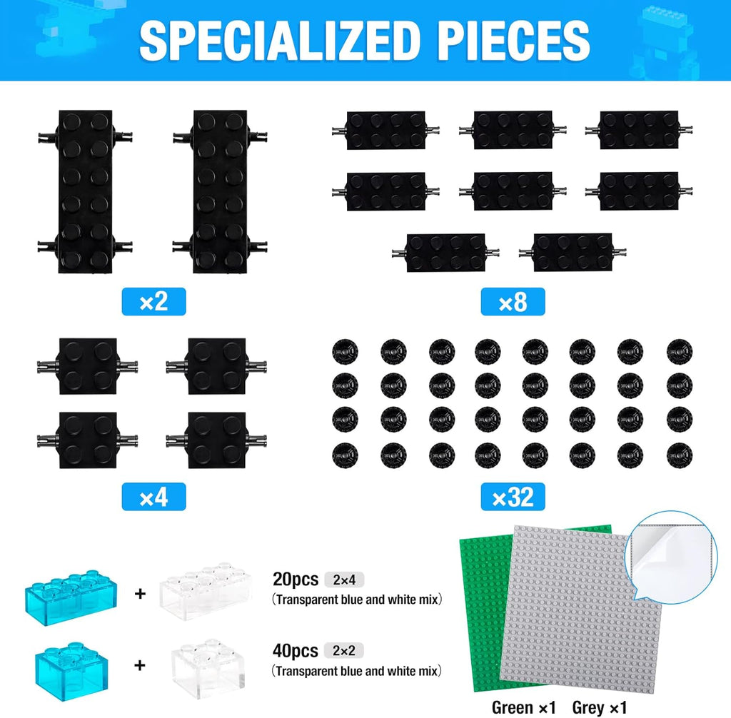 1600 Pieces Building Bricks, Building Bulk Block with 2 Packs 24x24 Studs Sticky Plate and 46PCS Wheel Accessory