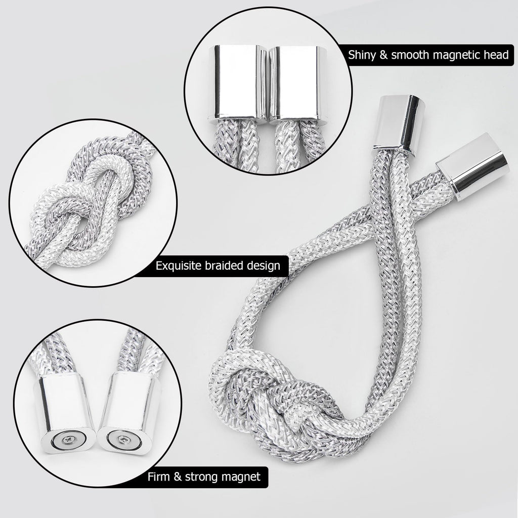 4 Pack Mini Magnetic Curtain Tiebacks Nordic Simple Style Drape Tie Backs Elegant Hand Weave Rope Knot Decorative