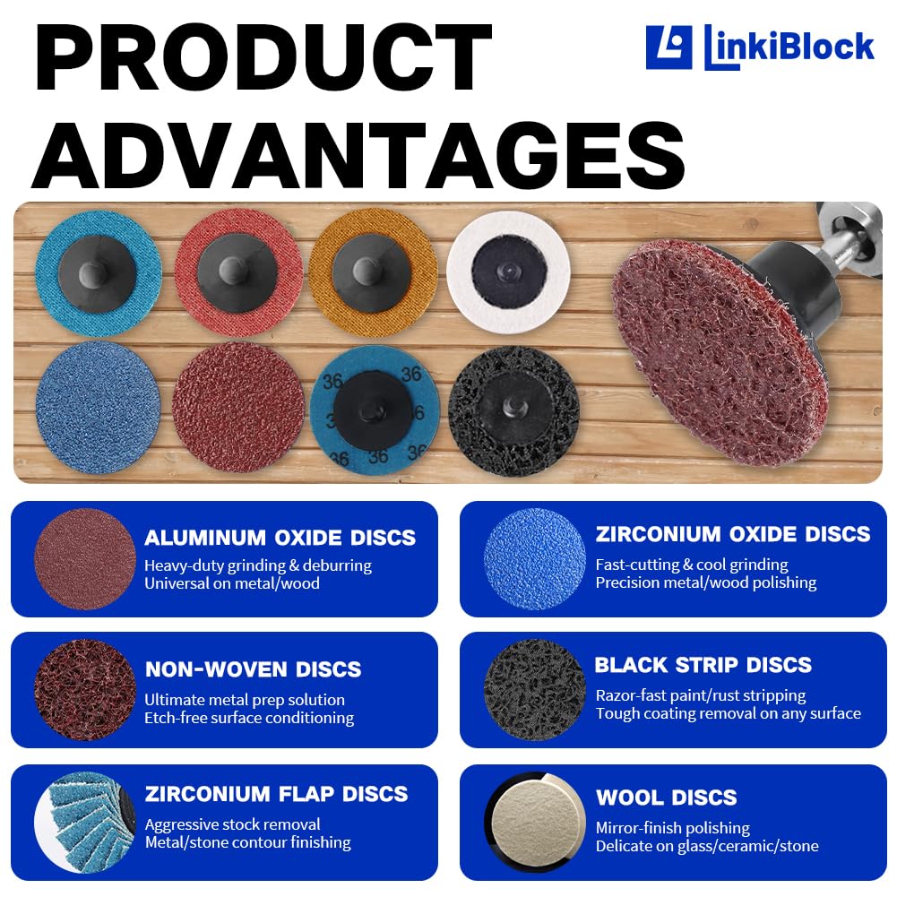 71Pcs 2 inch Professional R Type Sanding Disc Set Die Grinder Quick-Change Surface Conditioning Disc for Multi-Material Precision Grinding & Industrial Surface Prep