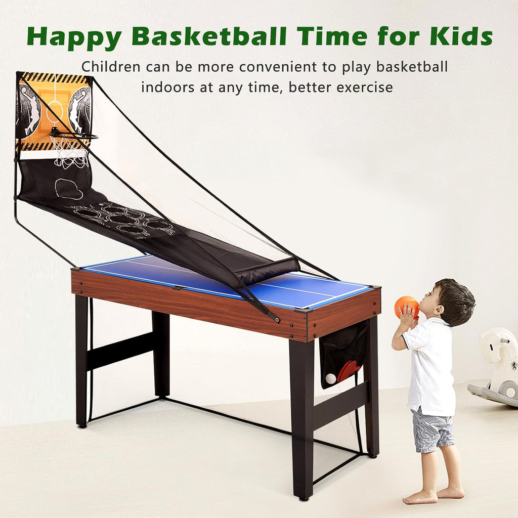 9-in-1 Multi Game Table, Combo Game Table Set | Space-Saving Sports Table w/Basketball, Billiards, Hockey, Ping Pong