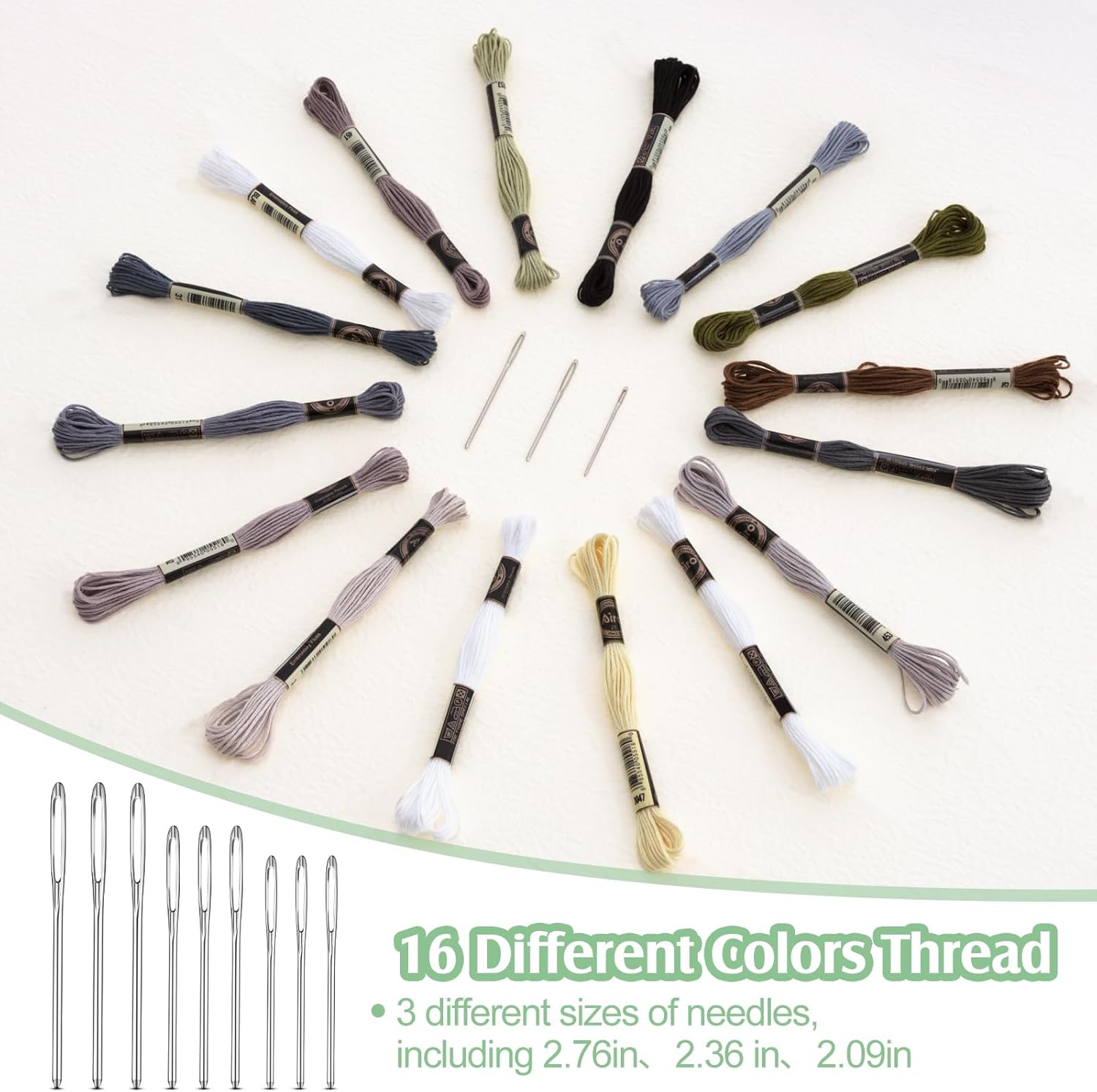Darning Egg for Socks Wooden Darning Supplies Knit Patch Kit with 9 Large Eye Needles 16 Colors Sewing Threads for