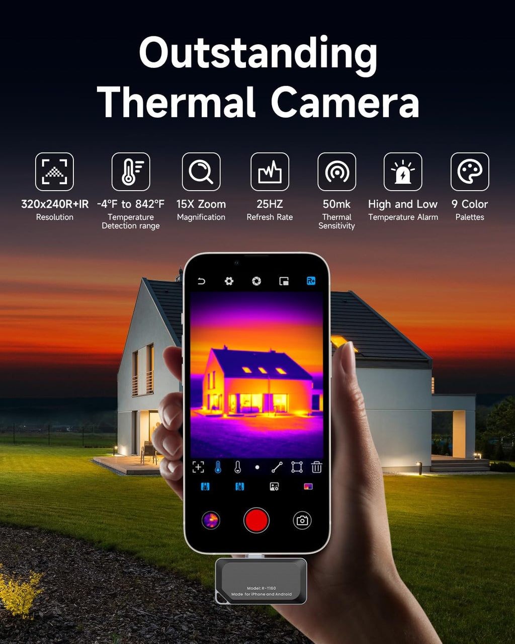 REVASRI Thermal Camera for iPhone and Android, 320×240 Super IR Resolution