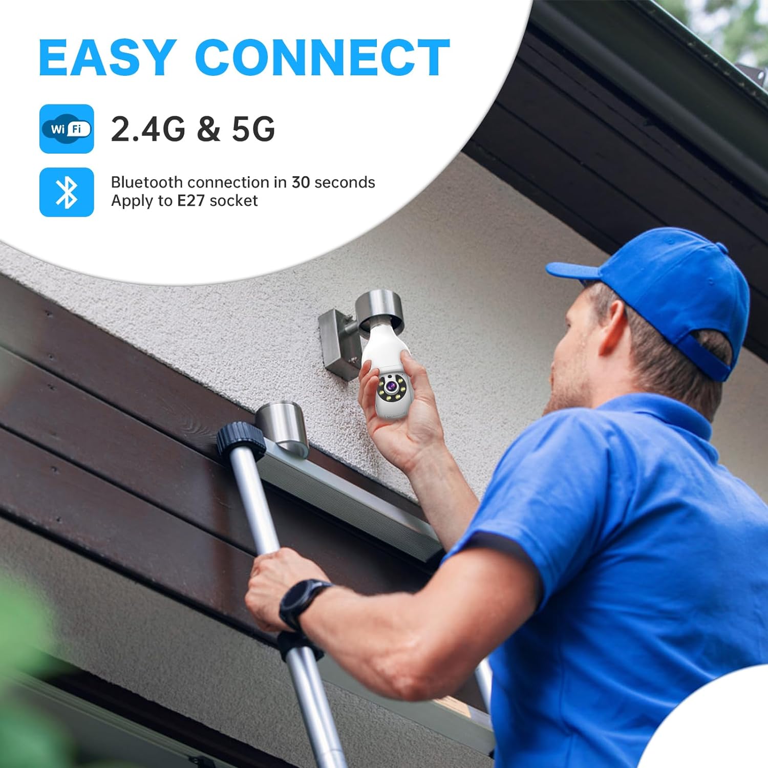 2K Light Bulb Security Camera 5G&2.4G WiFi Security Cameras Wireless Outdoor Indoor,360°Bulb Cameras for Home