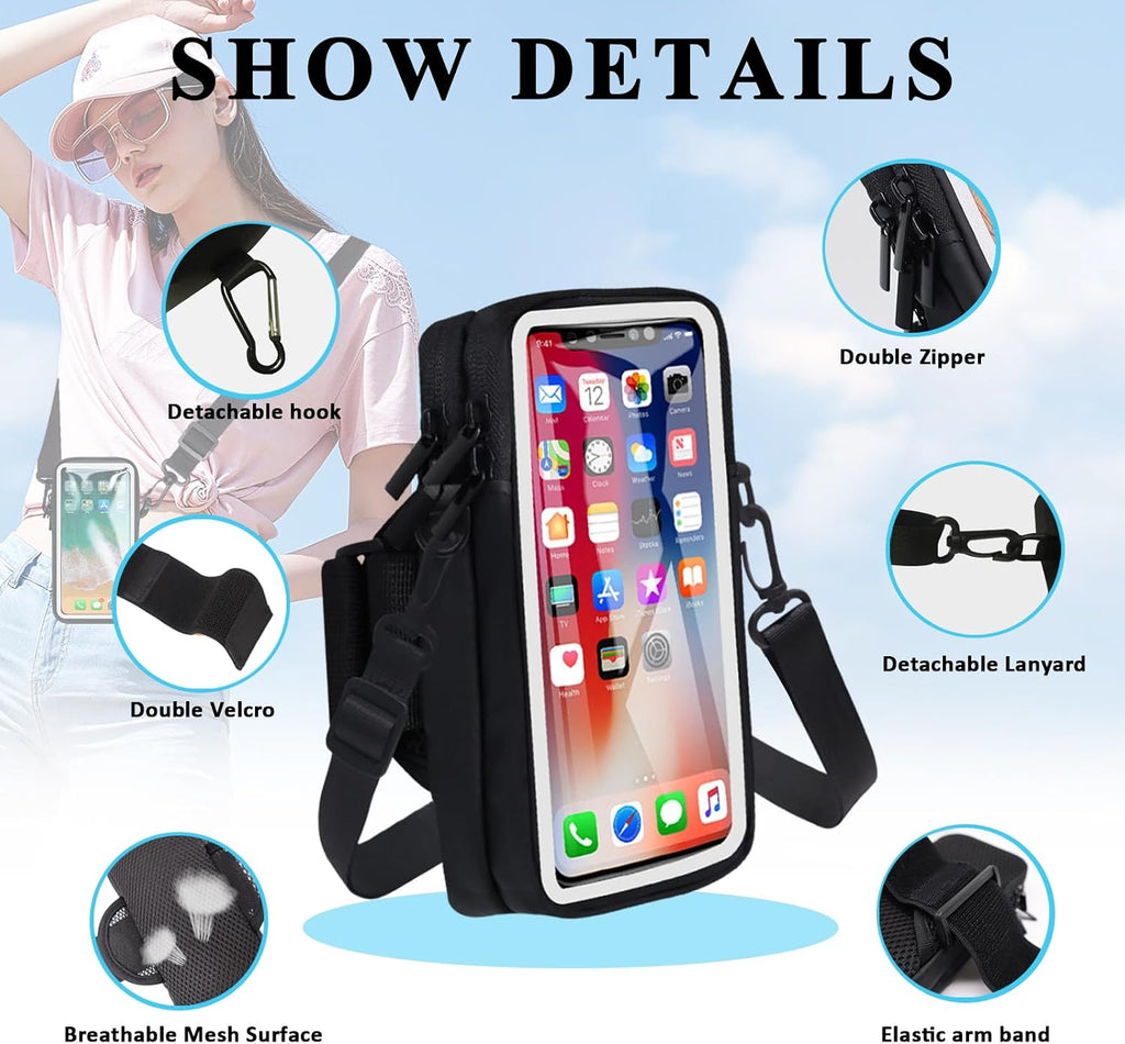 Phone Holder for Running Armband, Cell Phone Purse Small Crossbody Bags for Women Kids, Sports Arm Bag for Men