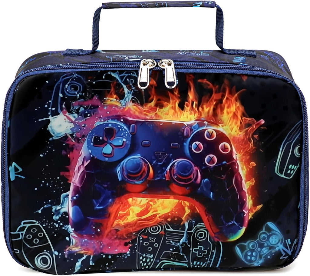 Lunch Box Kids Boys Insulated Lunch Cooler Bag Reusable Lunch Tote Kit for School Travel，Black