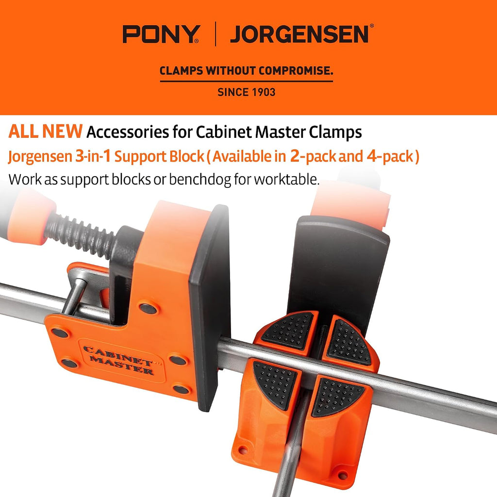 3-in-1 Support Block, Cabinet Master Parallel Clamp Accessory | Woodworking Bench Dog, Riser Block, Anti-Slip Pad