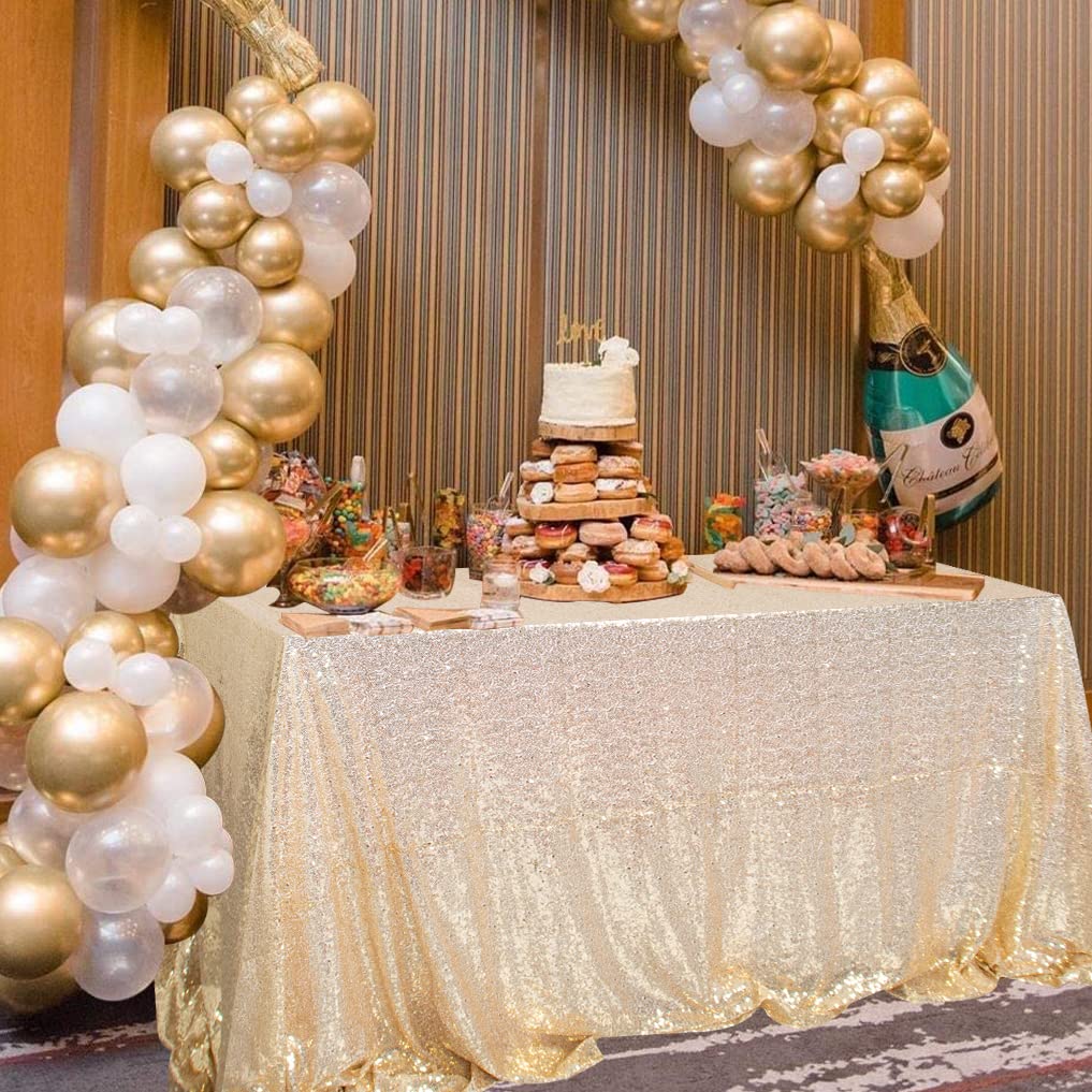 Sequin Rectangular 60x102-Inch Tablecloth,Light Gold
