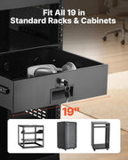 VEVOR 3U Rack Drawer, Lockable Server Cabinet Case, 13.8'' Depth Server Rack Mount Drawer, for 19'' Network Equipment/DJ/AV Rack or Cabinet Enclosure, 50 lbs Max Load, with Cable Management Holes