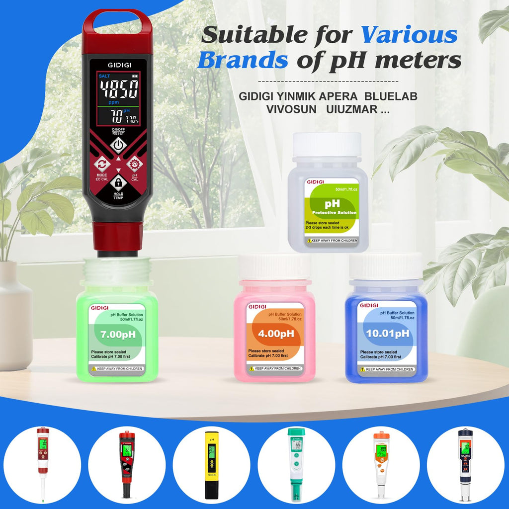pH Calibration Solution Kit 4,7,10 pH Buffer, Probe Storage Solution