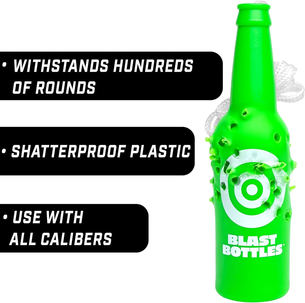 Blast Bottles – 3 or 6 Pack – Shatterproof Bottle Shooting Targets with Rope for Firearm Target Practice, Great for