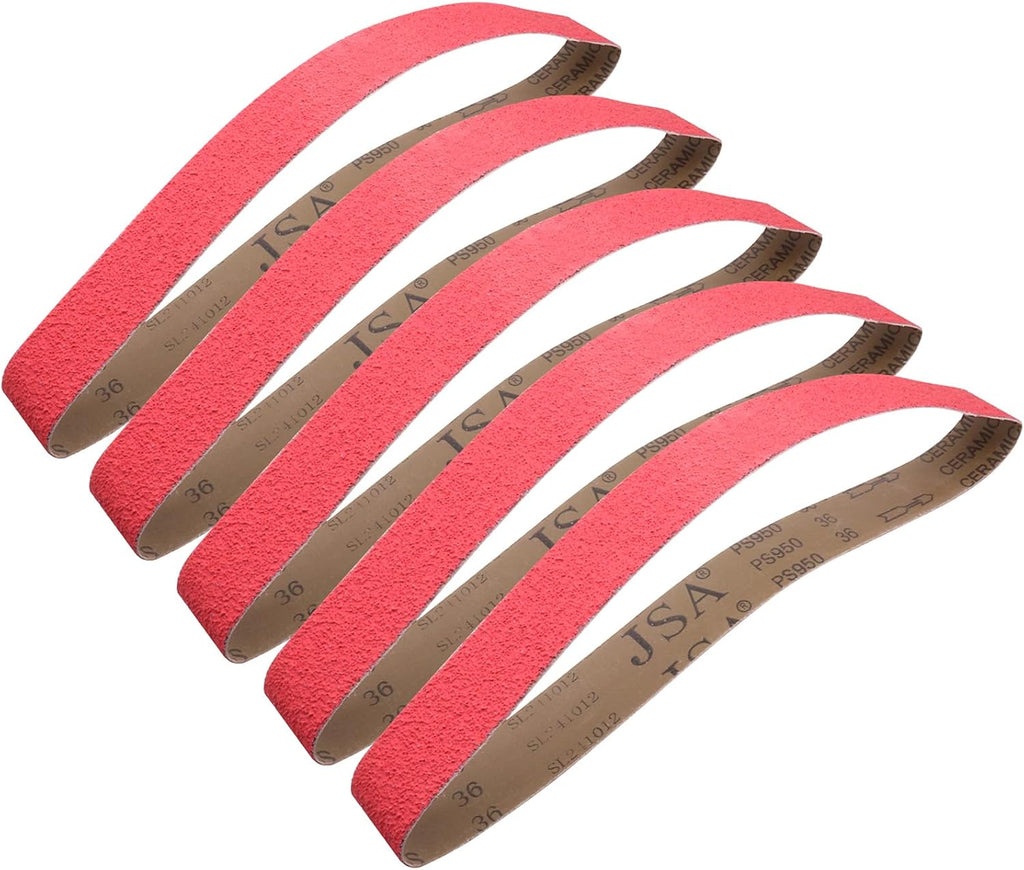 2 x 42 Inch Ceramic Grinding Belts, 36 Grit,5 Pack