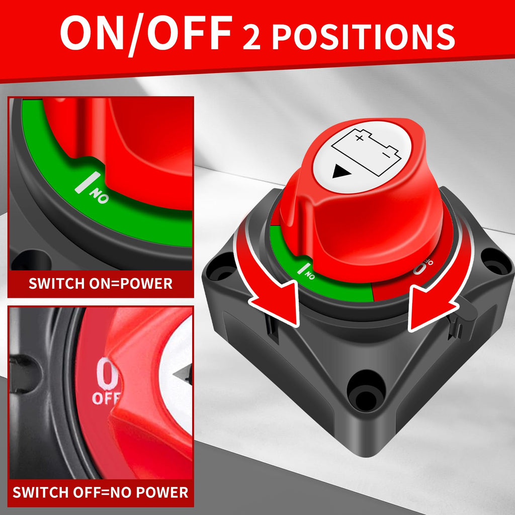 GOGONFLY Battery Disconnect Switch 12V-48V Power Cut Off Switch